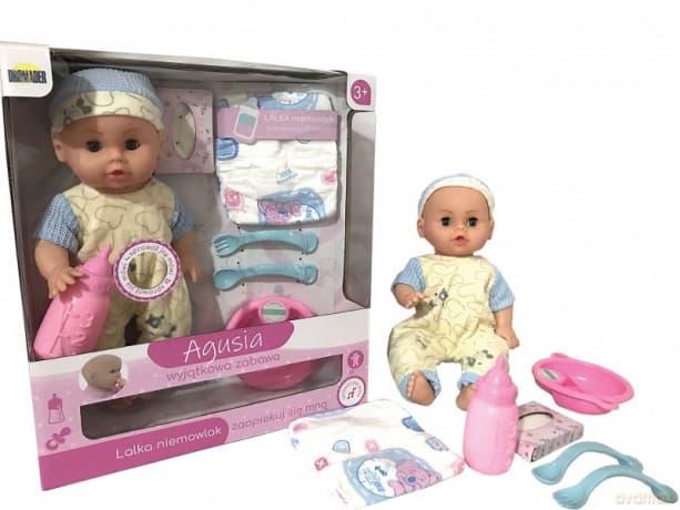 Lalka Agusia Żółta piżamka w serduszka