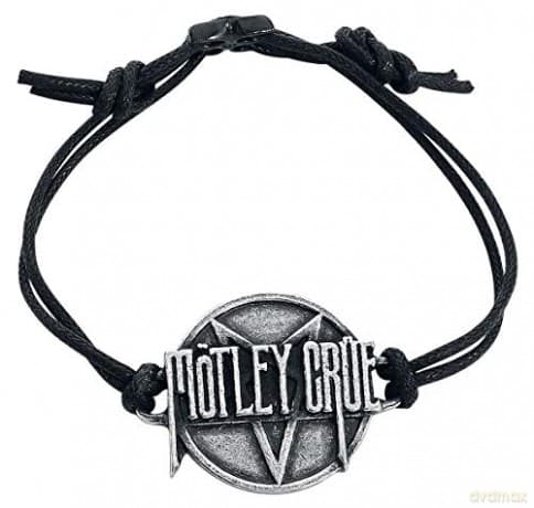 Motley Crue: Pentagram Disc Leather Wriststrap Bransoletka