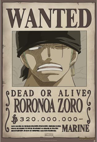 ONE PIECE Poster Wanted Zoro new (91.5x61)