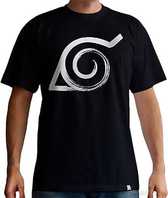 NARUTO SHIPPUDEN T-shirt Konoha man SS black new fit S