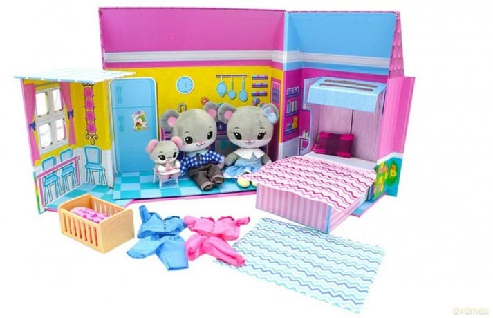 Tiny Tukkins domek delux + 3 pluszowe myszki (Rodzina myszek w domku)