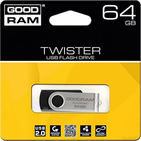 GoodRam pendrive TWISTER (64GB | USB 2.0) czarny