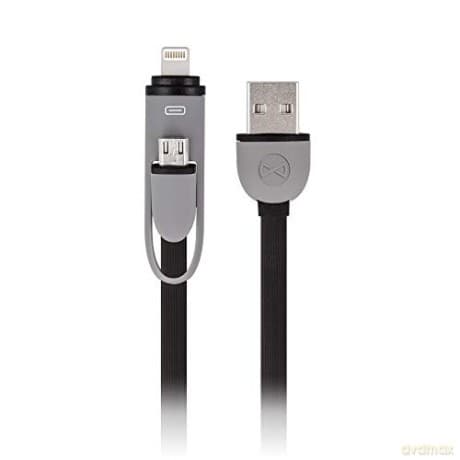 Kabel Forever 2w1 (USB - Lightning/microUSB) (1 m) 1,8A silikonowy czarny