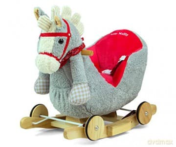 Konik Polly na biegunach szaro-czerwony