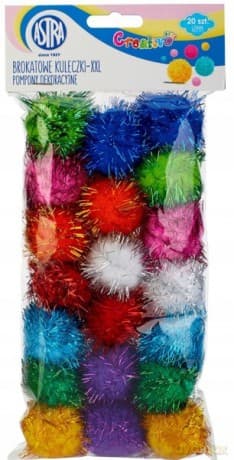 Pompony dekoracyjne 20 mm brokatowe kuleczki XXL ASTRA