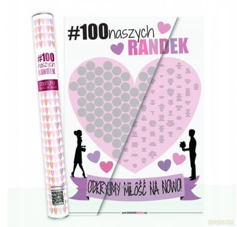 Plakat zdrapka dla par 100 naszych randek