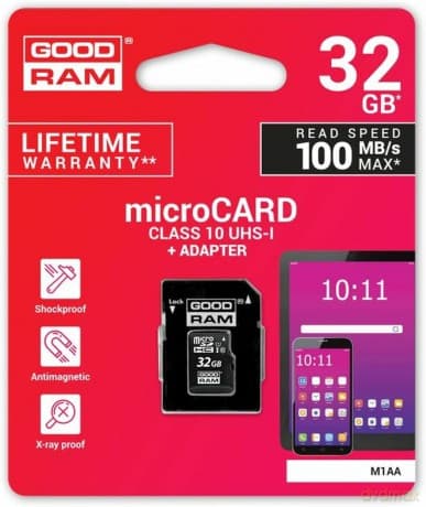 GoodRam microSDHC (32GB | klasa 10 | UHS I) + adapter