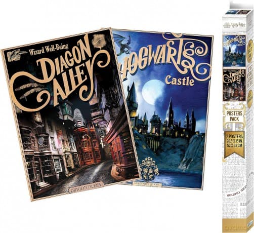 HARRY POTTER Zestaw plakatów Retro Hogwarts&Diagon (52x38) 2 szt.