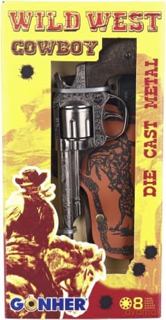 Rewolwer kowbojski metalowy z kaburą 8 naboi Gonher