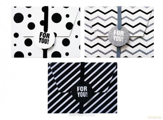 Pudełka na karty podarunkowe biało-czarne 3 szt