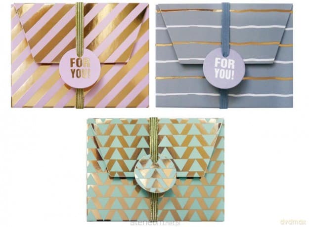 Pudełka na karty podarunkowe pastelowo-złote 3 szt