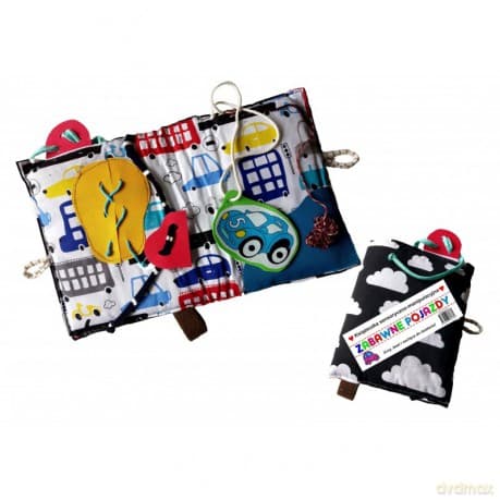 Zabawne pojazdy. Książeczka sensoryczno - manipulacyjna