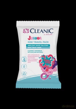 Cleanic Mini Travel Pack Junior Nawilżany Papier toaletowy dla dzieci - wersja podróżna 1op.-14szt