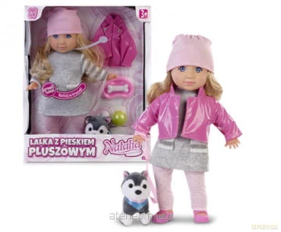 Lalka Natalia z pieskiem pluszowym 35 cm
