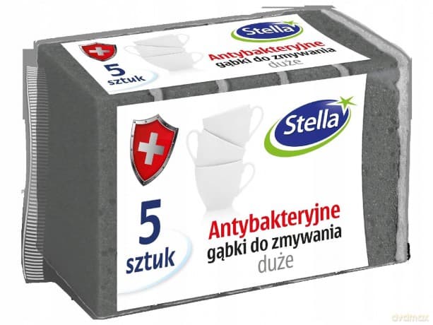 STELLA Gąbki do zmywania antybakteryjne 5szt