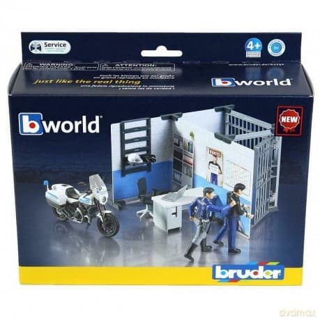 Komenda policji z figurkami i motocyklem