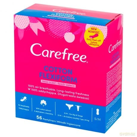 Carefree Cotton Flexiform Wkładki higieniczne Fresh Scent - świeży zapach-56szt