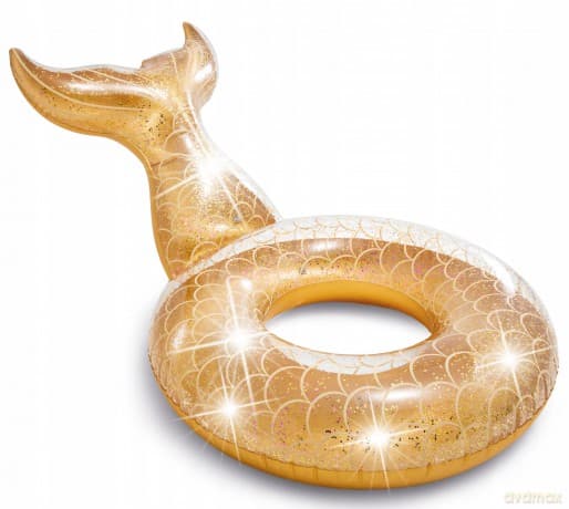 Koło do pływania z ogonem syreny ombre z brokatem 70