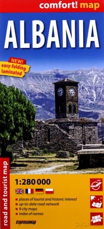 Albania laminowana mapa samochodowo-turystyczna 1:280 000