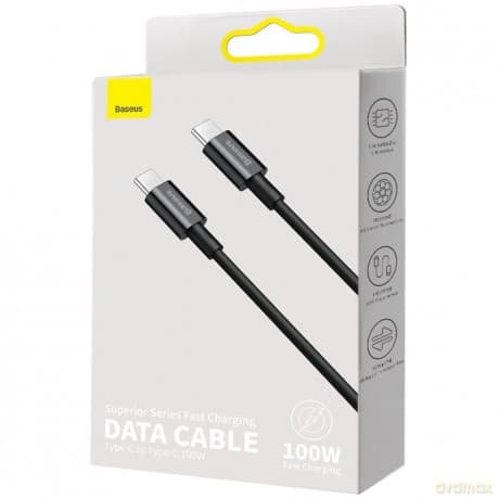 Baseus Superior kabel przewód USB Typ C - USB Typ C szybkie ładowanie Quick Charge / Power Delivery / FCP 100W 5A 20V 1m czarny (CATYS-B01)