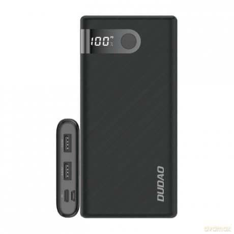 Dudao power bank 10000 mAh 2x USB / USB Typ C / micro USB 2 A z ekranem LED czarny (K9Pro-02)