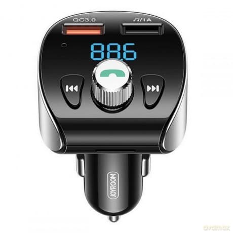 Joyroom transmiter FM Bluetooth 5.0 MP3 micro SD ładowarka samochodowa 2x USB 18 W 3 A Quick Charge 3.0 czarny (JR-CL02)