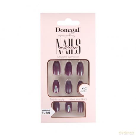 DONEGAL Sztuczne paznokcie - brokatowa śliwka (3093) 1op.-24 szt