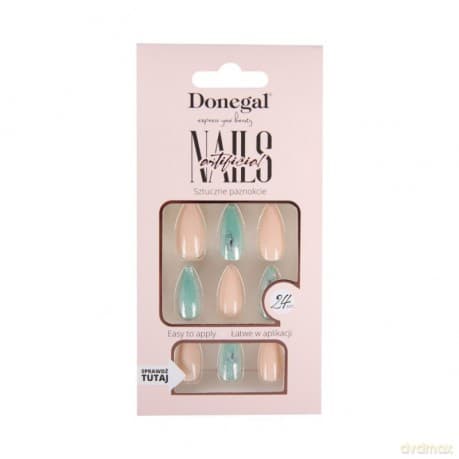 DONEGAL Sztuczne paznokcie - pistacja i piórko (3096) 1op.-24 szt