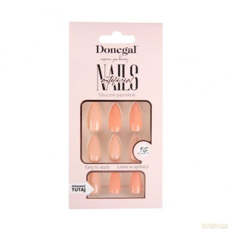 DONEGAL Sztuczne paznokcie - pomarańcza i srebro (3098) 1op.-24 szt