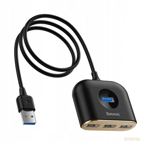 Baseus Square round HUB adapter rozdzielacz 4w1 USB 3.0 do USB 3.0 x1 + USB 2.0 x3