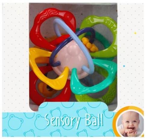 BAM BAM Kula sensoryczna gryzak z grzechotką