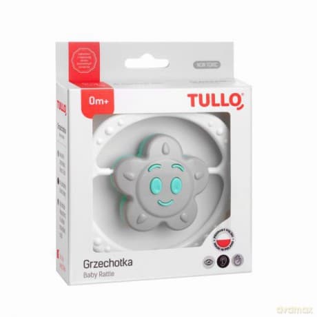 Grzechotka sensoryczna Kwiatek miętowo-szary 173