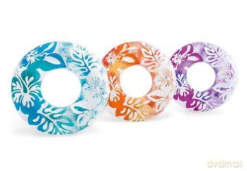 Koło do pływania w hawajskie kwiaty 3 kolory 91 cm w worku 59251NP,.