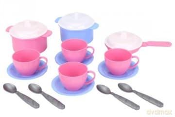 UA Zabawkowe naczynia talerze garnki filiżanki Marynka 1 TechnoK 2209 mix