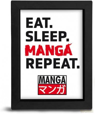 EAT SLEEP MANGA REPEAT - Kraft Frame Black - Asian Art