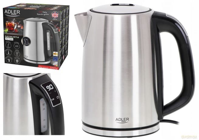 Czajnik stalowy 1,7L z LCD & regulacją temperatury Adler AD 1340