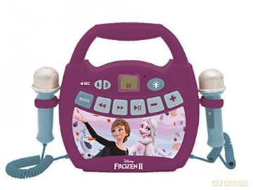 LEXIBOOK - Disney Frozen - Portable karaoke digital player for kids - Microphones, Light effects, Bluetooth, Record and voice changer functions, Rechargeable battery, Purple, MP320FZZ