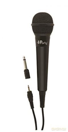 LEXIBOOK Black Microphone, 3.5 Jack and 6.3 mm adapter, High sensitivity, to sing with kids or friends, Black, MIC100BK