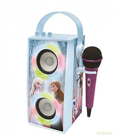 LEXIBOOK BTP180FZZ Disney Frozen-Portable Bluetooth Speaker with Microphone, Light Effects, Karaoke, Wireless, USB, SD Card, Rechargeable Battery, Blue