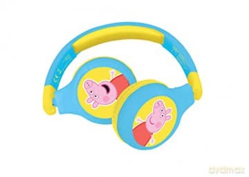 LEXIBOOK Peppa Pig 2-in-1 Bluetooth Headphones Stereo Wireless Wired, Kids Safe, Foldable, Adjustable, Yellow/Blue, HPBT010PP