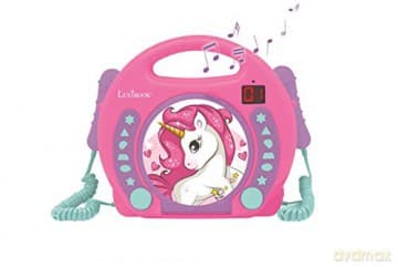 LEXIBOOK RCDK100UNI Unicorn Portable CD Microphones, Music Player, Repeat and Programming, Horse, Karaoke, Headphones Jack, for Kids, Boys, Girls, Pink/Purple