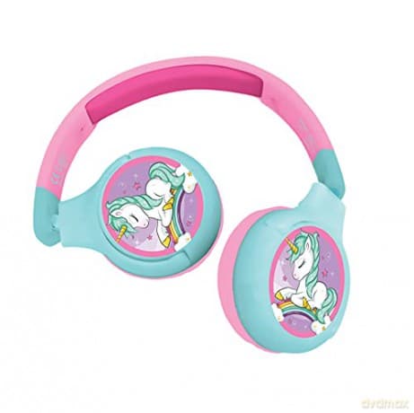 LEXIBOOK Unicorn 2-in-1 Bluetooth Headphones Stereo Wireless Wired, Kids Safe, Foldable, Adjustable, HPBT010UNI