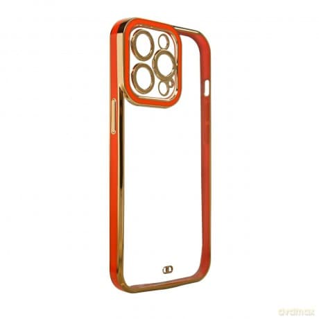 Fashion Case etui do iPhone 13 Pro żelowy pokrowiec ze złotą ramką czerwony