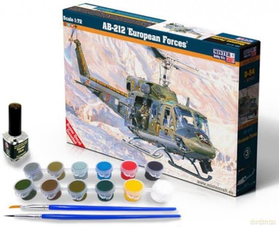 Model helikoptera do sklejania AB-212 "European Forces" 1:72 + farby, klej SD-54