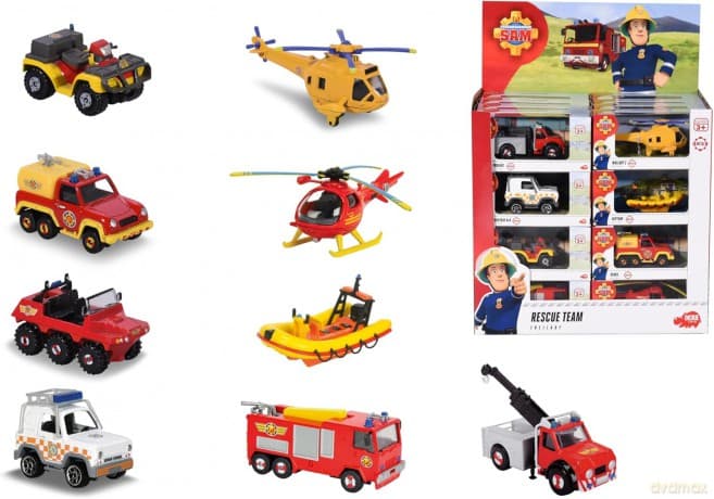 Strażak Sam pojazdy 1:64 w pudełku 8 wzorów mix p32 Cena za sztukę