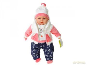 Lalka bobas 45 cm z dźwiękiem mówi i śpiewa po polsku niebiesko-różowe ubranko 567832