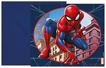 Zaproszenia z kopertami Spiderman Crime Fighter 6 szt