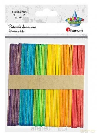 Drewniane patyczki karbowane 10x114mm mix 50 szt