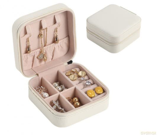 Szkatułka podróżna na biżuterię - beżowa