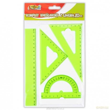 Komplet kreślarski z linijką 20 cm zielony
